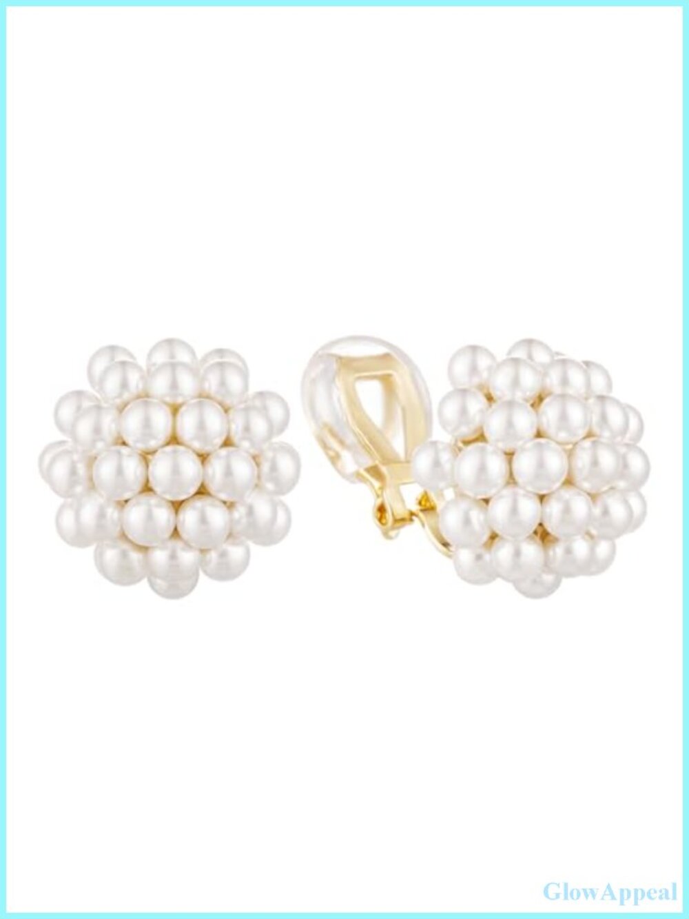 Non-Pierced Clip On Earrings for Women Gold Tone Simulated Pearl Brass